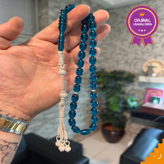 1000 Ayar Gümüş Trabzon Kazazlı Ateş Kehribar Tesbih Ak1793,Ateş Kehribar Tesbih