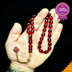 Özel Püskül Takımlı Ateş Kehribar Tesbih Ak1761