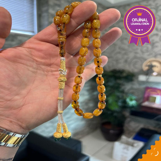 1000 Ayar Gümüş Trabzon Kazazlı Ateş Kehribar Tesbih Ak1799,Ateş Kehribar Tesbih