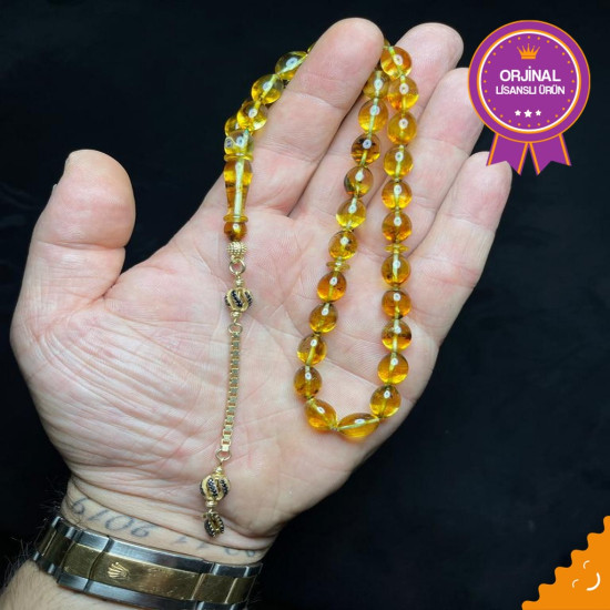 Özel Püskül Takımlı Damla Kehribar Tesbih Bna472,Damla Kehribar Tesbih