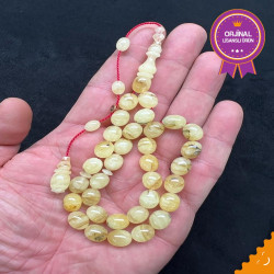 Özel Usta İşçilikli Sistemli Damla Kehribar Tesbih Bna 479