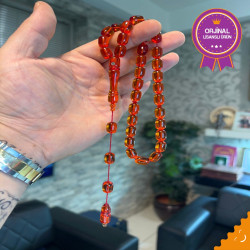Özel Usta İşçilikli Sistemli Ateş Kehribar Tesbih Ak1811