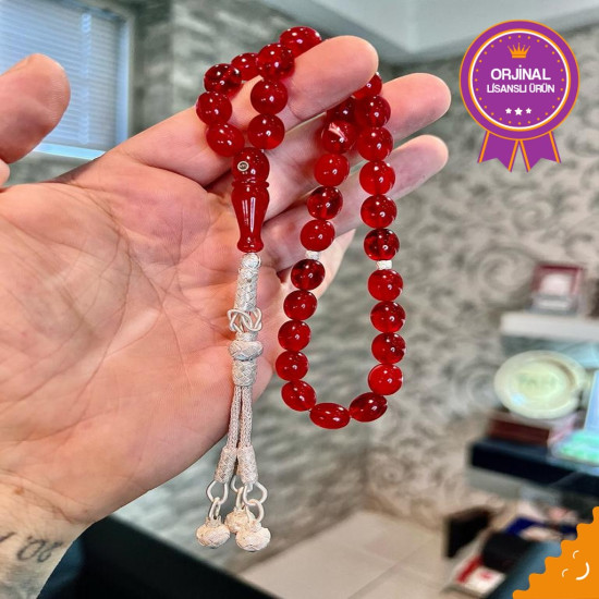 Özel Usta İşçilikli Trabzon Kazazlı Ateş Kehribar Tesbih Ak1855,Ateş Kehribar Tesbih