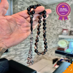 Özel Usta İşçilikli Trabzon Kazazlı Gümüş Kafes Zümrüt Takma Bufalo Boynuzu Tesbih Bb9