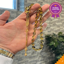 Özel Usta İşçilikli Fosilli Damla Kehribar Tesbih Bna3922