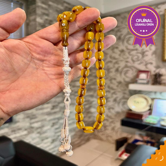 Özel Usta İşçilikli Trabzon Kazazlı Zar Kehribar Tesbih Zk337,Zar Kehribar Tesbih