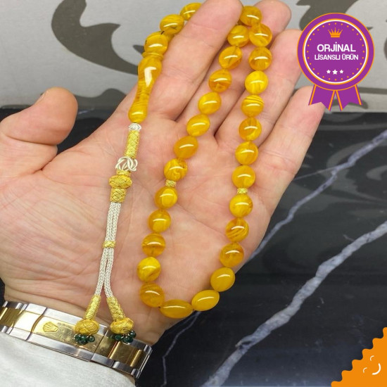 Özel Usta İşçilikli Trabzon Kazazlı Ateş Kehribar Tesbih Ak1847,Ateş Kehribar Tesbih