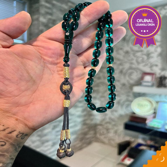 Özel Usta İşçilikli Trabzon Kazazlı Ateş Kehribar Tesbih Ak1860,Ateş Kehribar Tesbih