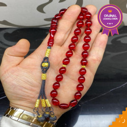 Özel Usta İşçilikli Trabzon Kazazlı Ateş Kehribar Tesbih Ak1851