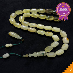 Özel Usta İşçilikli Gümüş Üzeri Zümrüt Kakmalı Sistemli Damla Kehribar