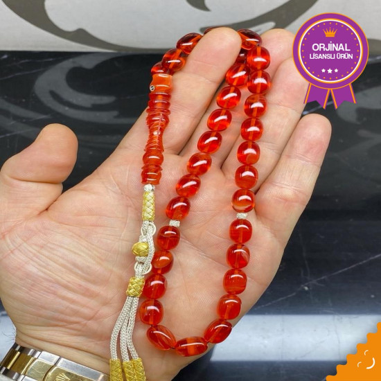 Özel Usta İşçilikli Trabzon Kazazlı Zar Kehribar Tesbih Zk335,Zar Kehribar Tesbih
