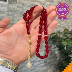 Özel Püskül Takımlı Ateş Kehribar Tesbih Ak1854