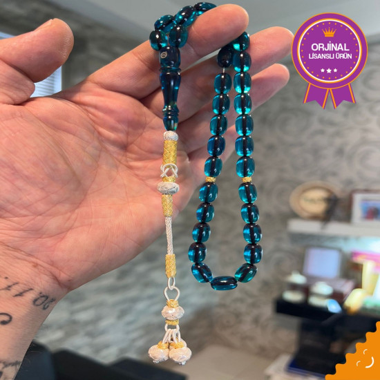 Özel Usta İşçilikli Trabzon Kazazlı Ateş Kehribar Tesbih Ak1818,Ateş Kehribar Tesbih