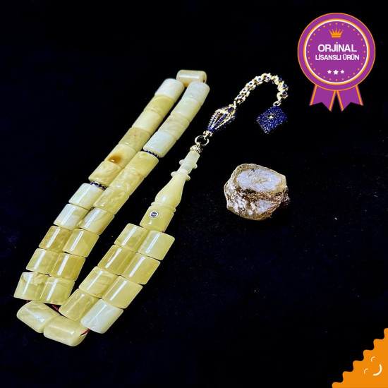 Özel Püskül Takımlı Damla Kehribar Tesbih Bna469,Damla Kehribar Tesbih