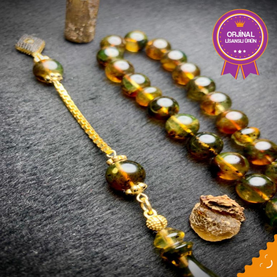 Özel Püskül Takımlı Damla Kehribar Tesbih Bna478,Damla Kehribar Tesbih