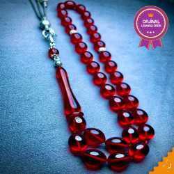 Özel Püskül Takımlı Ateş Kehribar Tesbih Ak1780