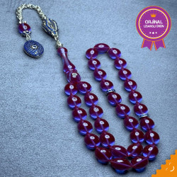 Özel Püskül Takımlı Ateş Kehribar Tesbih Ak1777