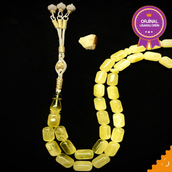 Özel Usta İşçilikli Trabzon Kazazlı Pırlanta Takma Damla Kehribar Tesbih Bna438,Damla Kehribar Tesbih