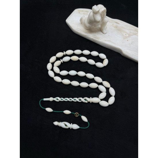 Özel Usta İşçilikli Sistemli Sarmal İşlemeli Fildişi Tesbih Fd69,Hayvansal Tesbih Tesbih