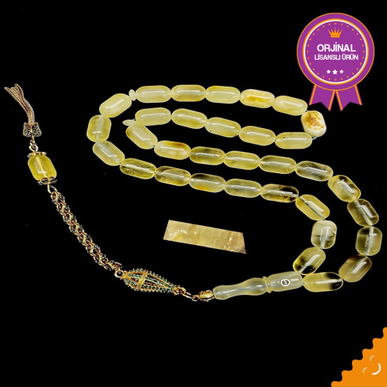 Özel Püskül Talkımlı Damla Kehribar Tesbih Bna464,Damla Kehribar Tesbih