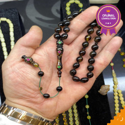 Özel Usta İşçilikli Zümrüt Yakut Ve Altın Kakmalı Turtle Shell Tesbih