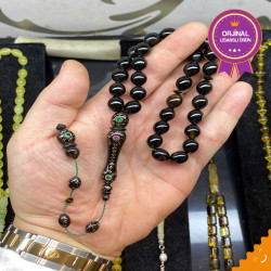 Özel Usta İşçilikli Zümrüt Yakut Ve Altın Kakmalı Turtle Shell Tesbih