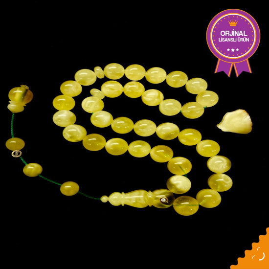 Özel Usta İşçilikli Sistemli Pırlanta Takma Damla Kehribar Tesbih Bna468,Damla Kehribar Tesbih