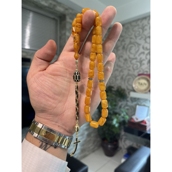 Özel Püskül Takımlı Zar Kehribar Tesbih Zk316,Zar Kehribar Tesbih