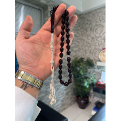 Özel Usta İşçilikli Trabzon Kazazlı Ateş Kehribar Tesbih Ak1698