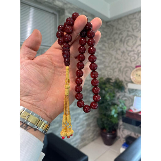 Özel Usta İşçilikli Trabzon Kazazlı Ateş Kehribar Tesbih Ak1702,Ateş Kehribar Tesbih