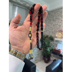 Özel Usta İşçilikli Trabzon Kazazlı Ateş Kehribar Tesbih Ak1708