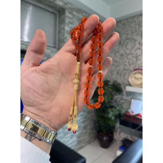 Özel Usta İşçilikli Trabzon Kazazlı Zar Kehribar Tesbih Zk313,Zar Kehribar Tesbih