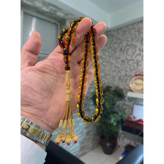 Özel Usta İşçilikli Trabzon Kazazlı Zar Kehribar Tesbih Zk322,Zar Kehribar Tesbih