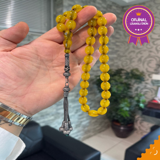 Özel Usta İşçilikli Trabzon Kazazlı Zar Kehribar Tesbih Zk297,Zar Kehribar Tesbih