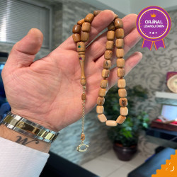 Özel Usta İşçilikli Sistemli Altın Kakma Altın Kafes Zümrüt Yakut Takma Mamut Dişi Tesbih Md8