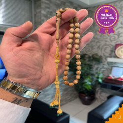 Özel Usta İşçilikli Trabzon Kazazlı Altın Kakma Zümrüt Ve Yakut Takma Mamut Dişi Tesbih Md7