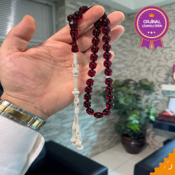 Özel Usta İşçilikli Trabzon Kazazlı Ateş Kehribar Tesbih Ak1603