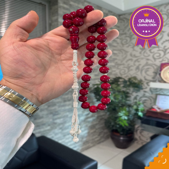 Özel Usta İşçilikli Trabzon Kazazlı Ateş Kehribar Tesbih Ak1606,Ateş Kehribar Tesbih