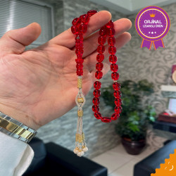 Özel Usta İşçilikli Trabzon Kazazlı Ateş Kehribar Tesbih Ak1609