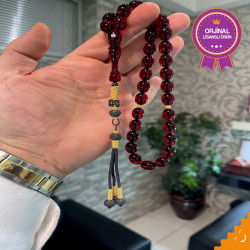 Özel Usta İşçilikli Trabzon Kazazlı Ateş Kehribar Tesbih Ak1613