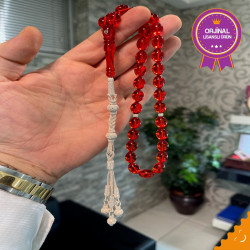 Özel Usta İşçilikli Trabzon Kazazlı Ateş Kehribar Tesbih Ak1620