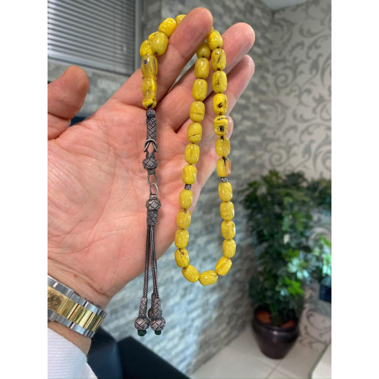 Özel Usta İşçilikli Trabzon Kazazlı Zar Kehribar Tesbih Zk238,Zar Kehribar Tesbih