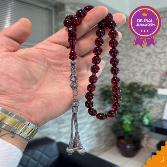 Özel Usta İşçilikli Trabzon Kazazlı Ateş Kehribar Tesbih Ak1555,Ateş Kehribar Tesbih
