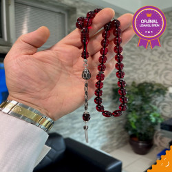 Özel Püskül Takımlı Ateş Kehribar Tesbih Ak1563