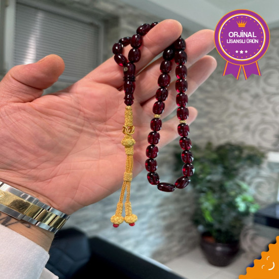 Özel Usta İşçilikli Trabzon Kazazlı Ateş Kehribar Tesbih Ak1572,Ateş Kehribar Tesbih