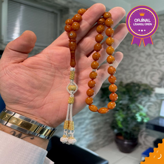 Özel Usta İşçilikli Trabzon Kazazlı Zar Kehribar Tesbih Zk284,Zar Kehribar Tesbih