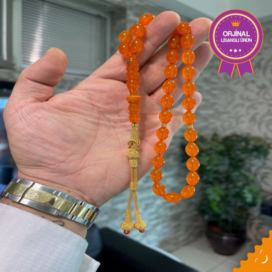 Özel Usta İşçilikli Trabzon Kazazlı Zar Kehribar Tesbih Zk287,Zar Kehribar Tesbih