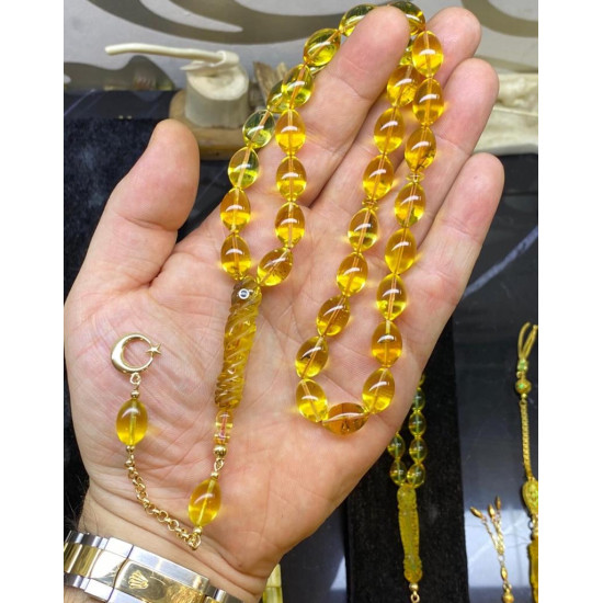 Özel Püskül Takımlı Damla Kehribar Tesbih Bna334,Damla Kehribar Tesbih