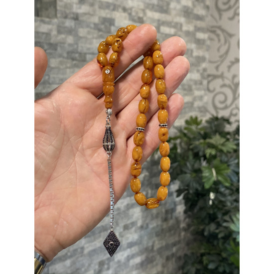 Özel Püskül Takımlı Zar Kehribar Tesbih Zk183,Zar Kehribar Tesbih