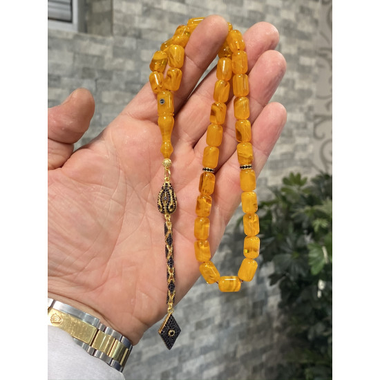 Özel Püskül Takımlı Zar Kehribar Tesbih Zk185,Zar Kehribar Tesbih